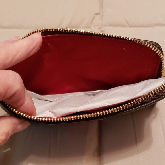 Coach Corner Zip Wristlet Signature Canvas Color Brown/1941 Red - Picture 8 of 12